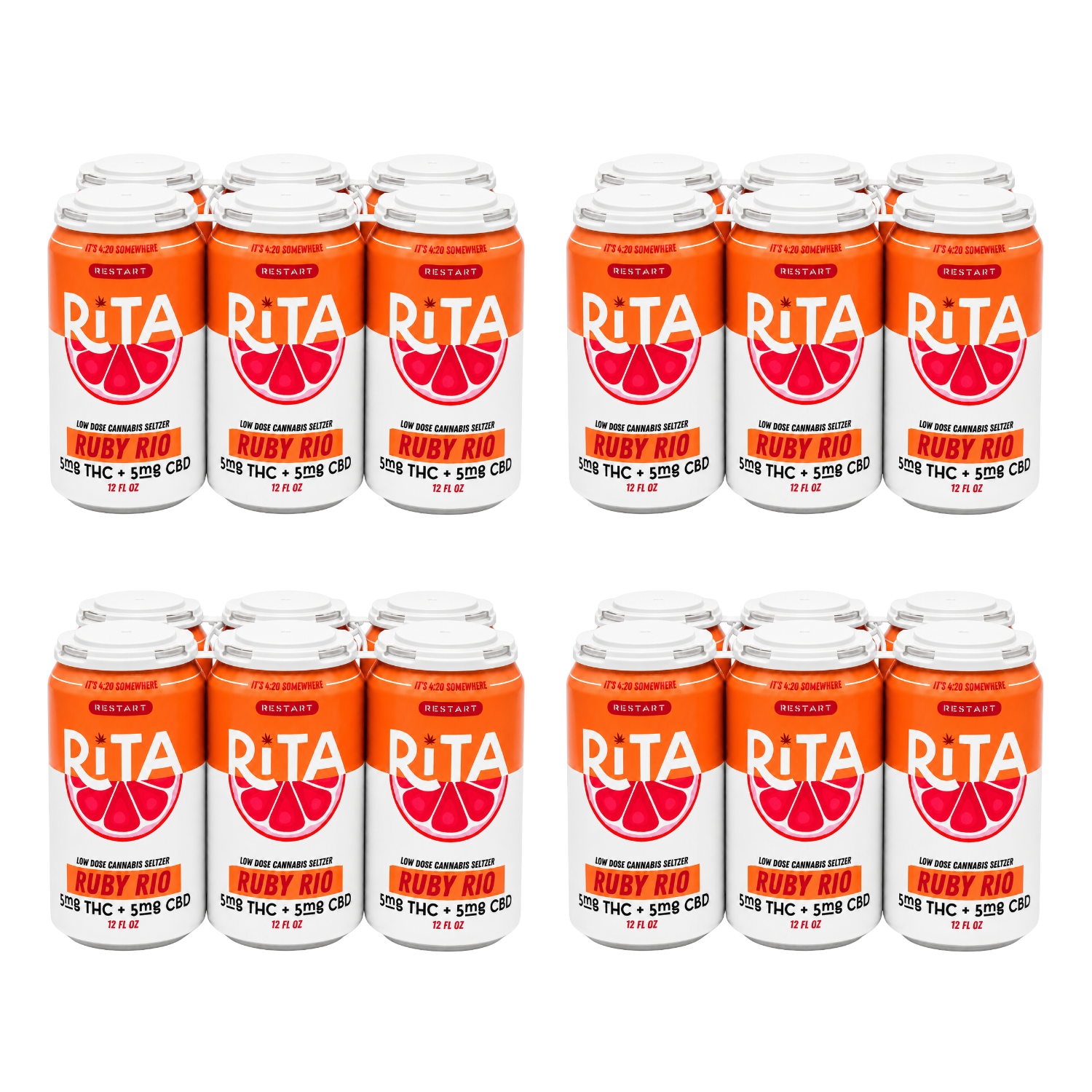 RESTART Rita Delta 9 THC CBD 10MG Cannabis Seltzer Ruby Rio / 24-pk